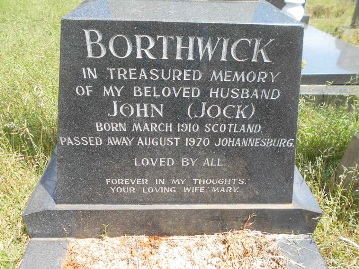 BORTHWICK John 1910-1970 &amp; Marie Louise 1916-1983