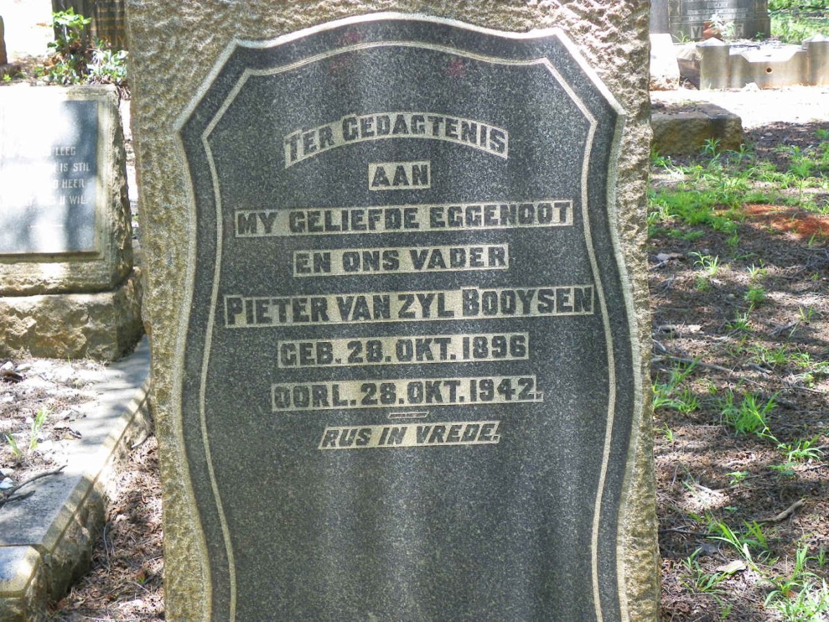 BOOYSEN Pieter Van Zyl 1896-1942