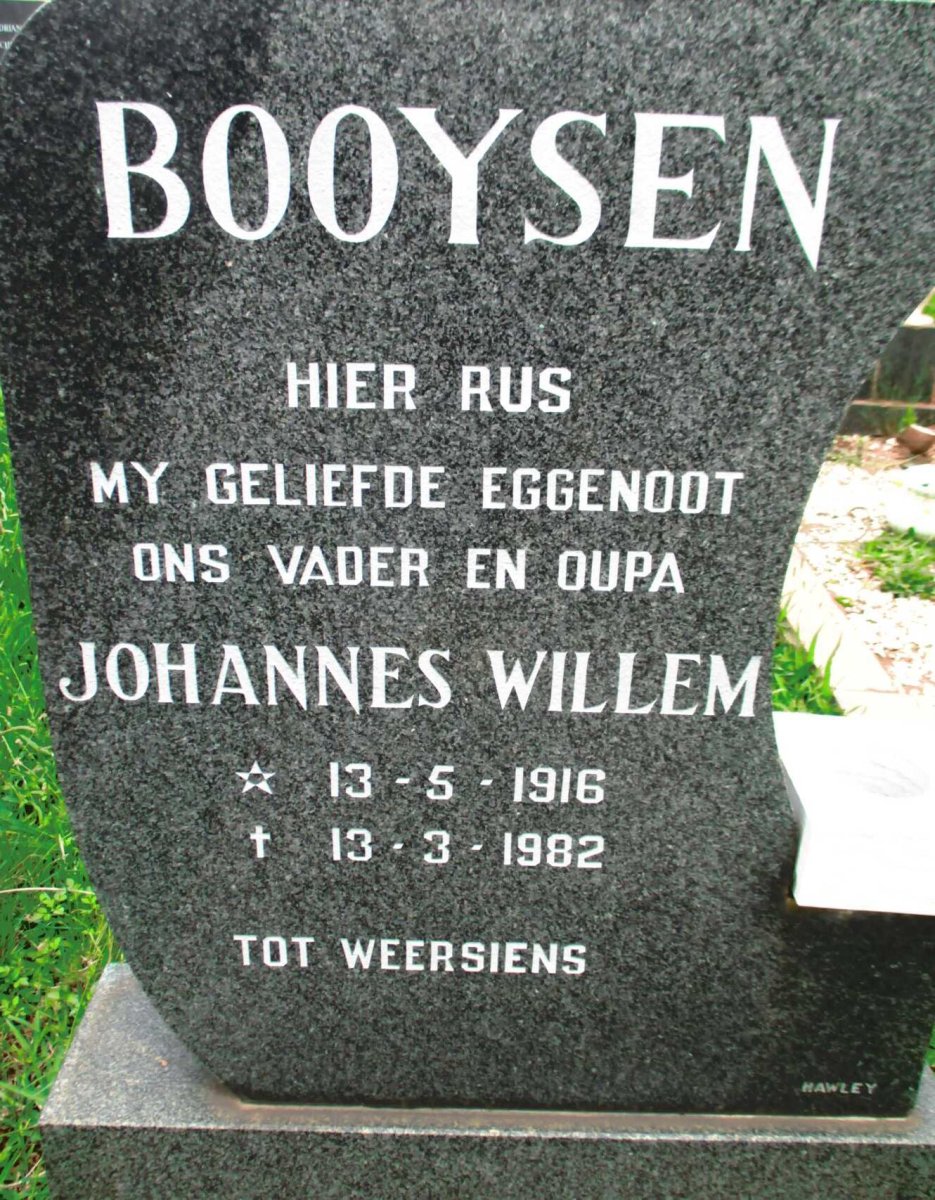 BOOYSEN Johannes Willem 1916-1982