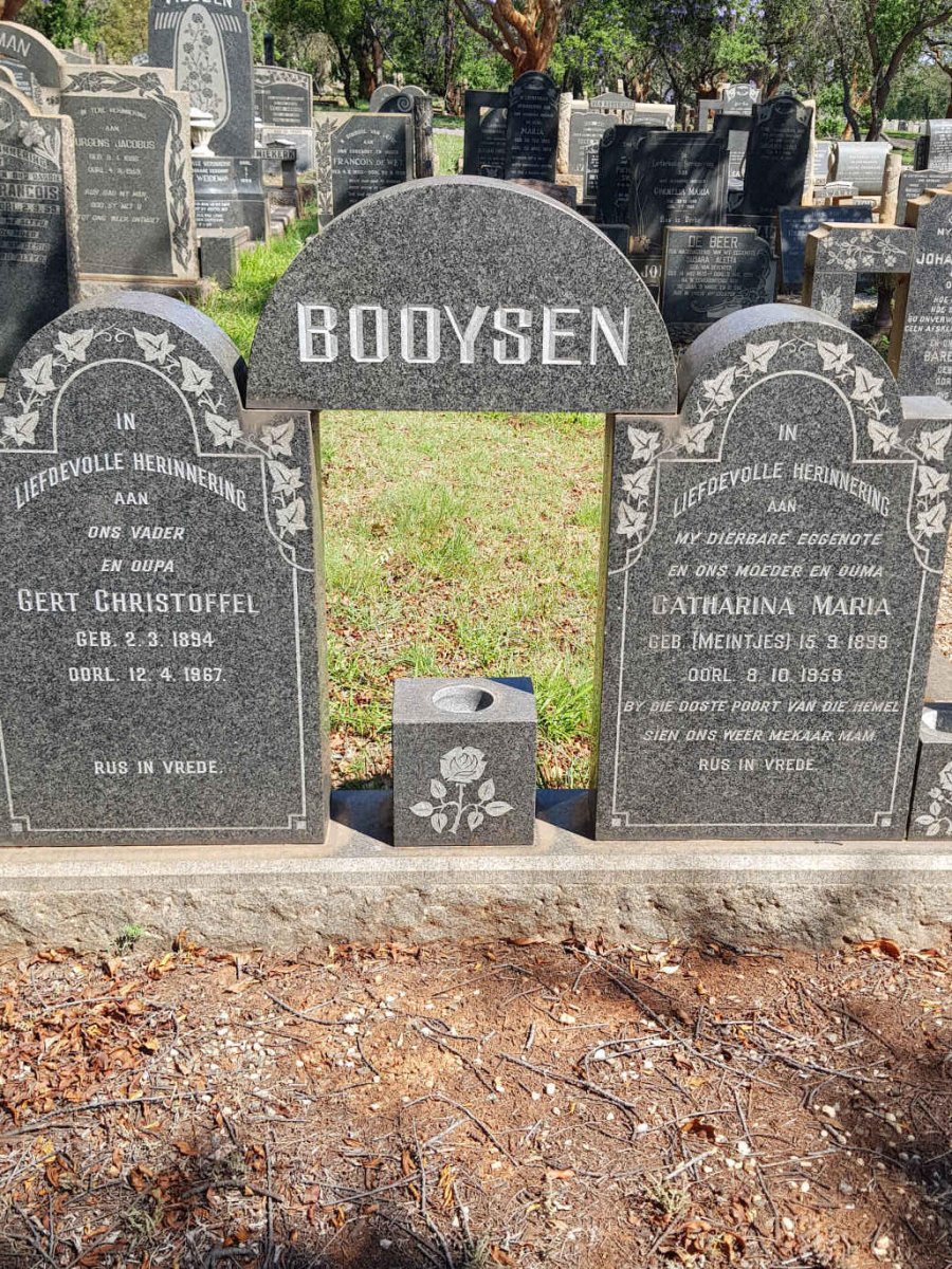 BOOYSEN Gert Christoffel 1894-1967 &amp; Catharina Maria MEINTJES 1899-1959