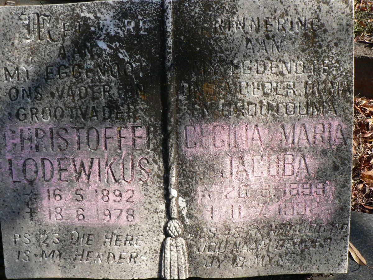 BOTHA Christoffel Lodewikus 1892-1978 &amp; Cecilia Maria Jacoba 1899-1932