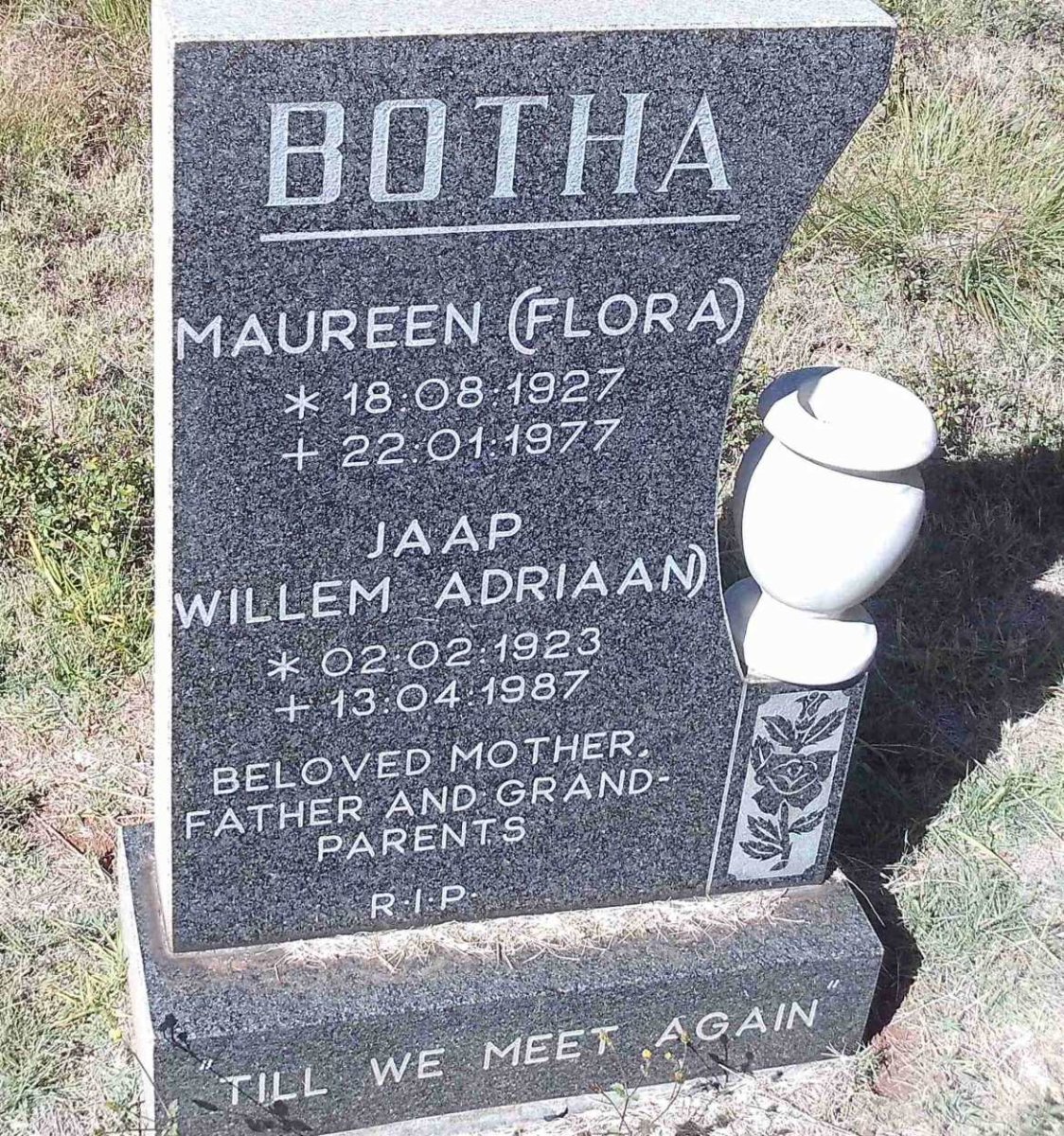 BOTHA Willem Adriaan 1923-1987 &amp; Maureen 1927-1977