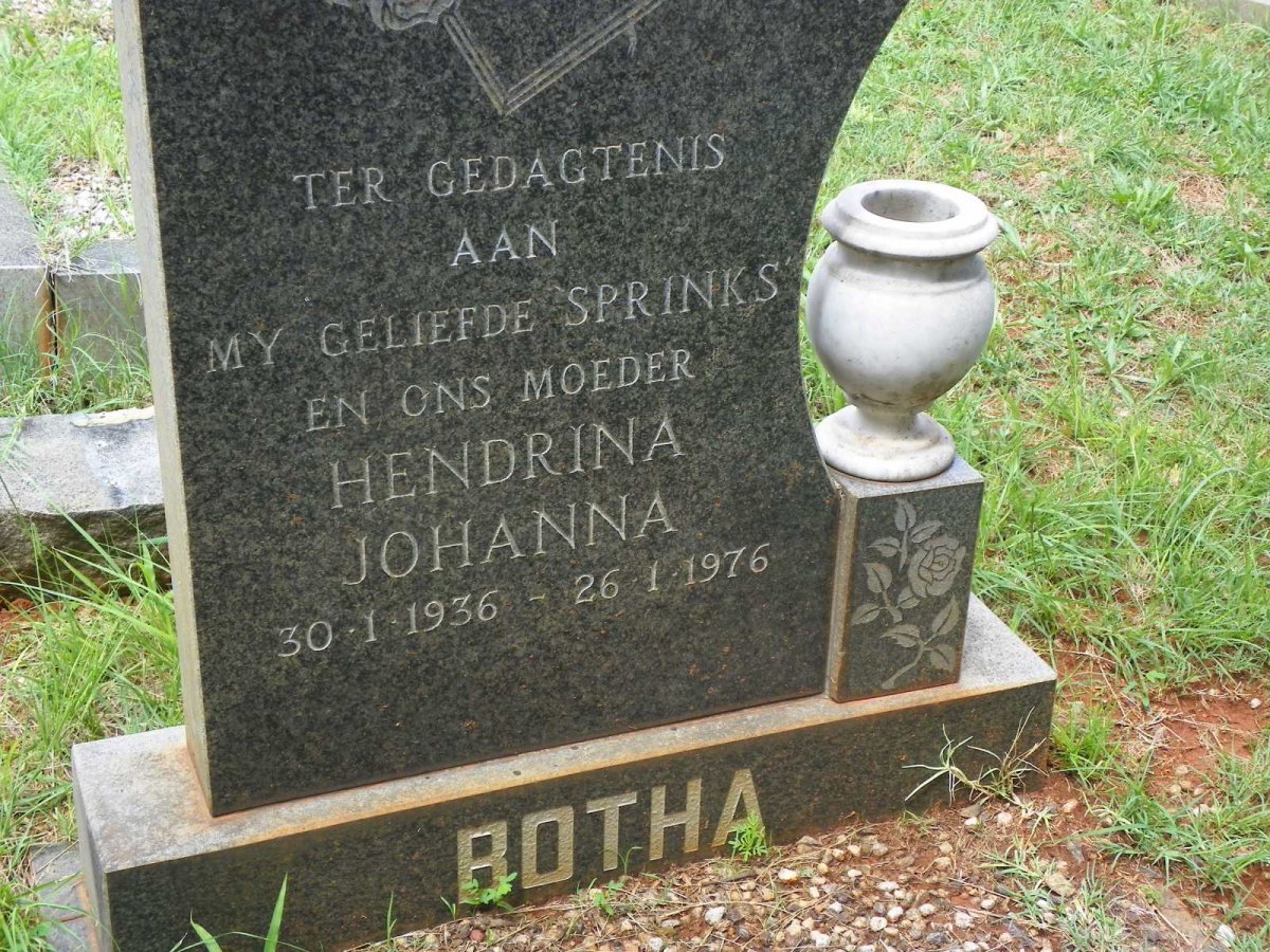 BOTHA Hendrina Johanna 1936-1976