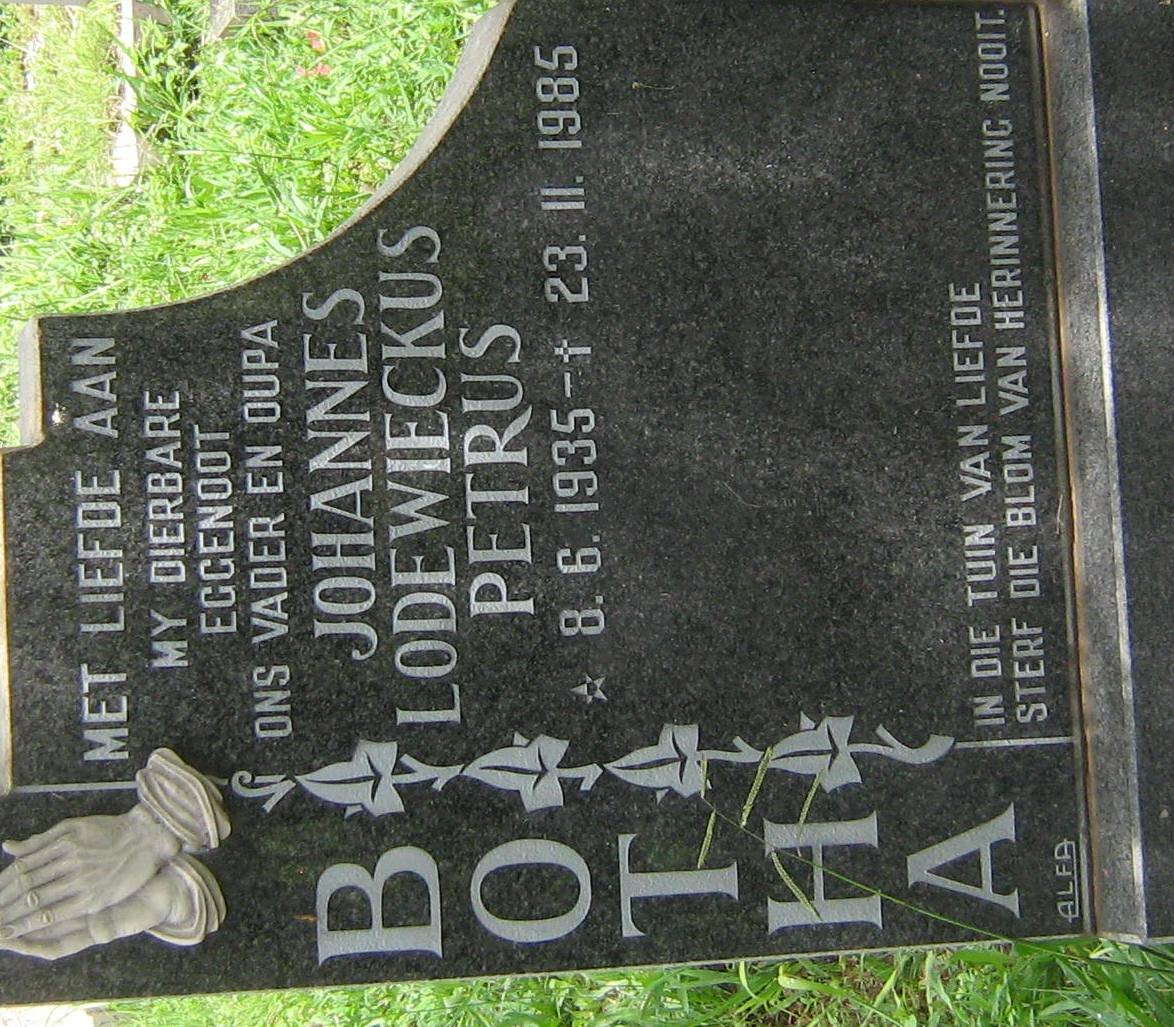 BOTHA Johannes Lodewieckus Petrus 1935-1985