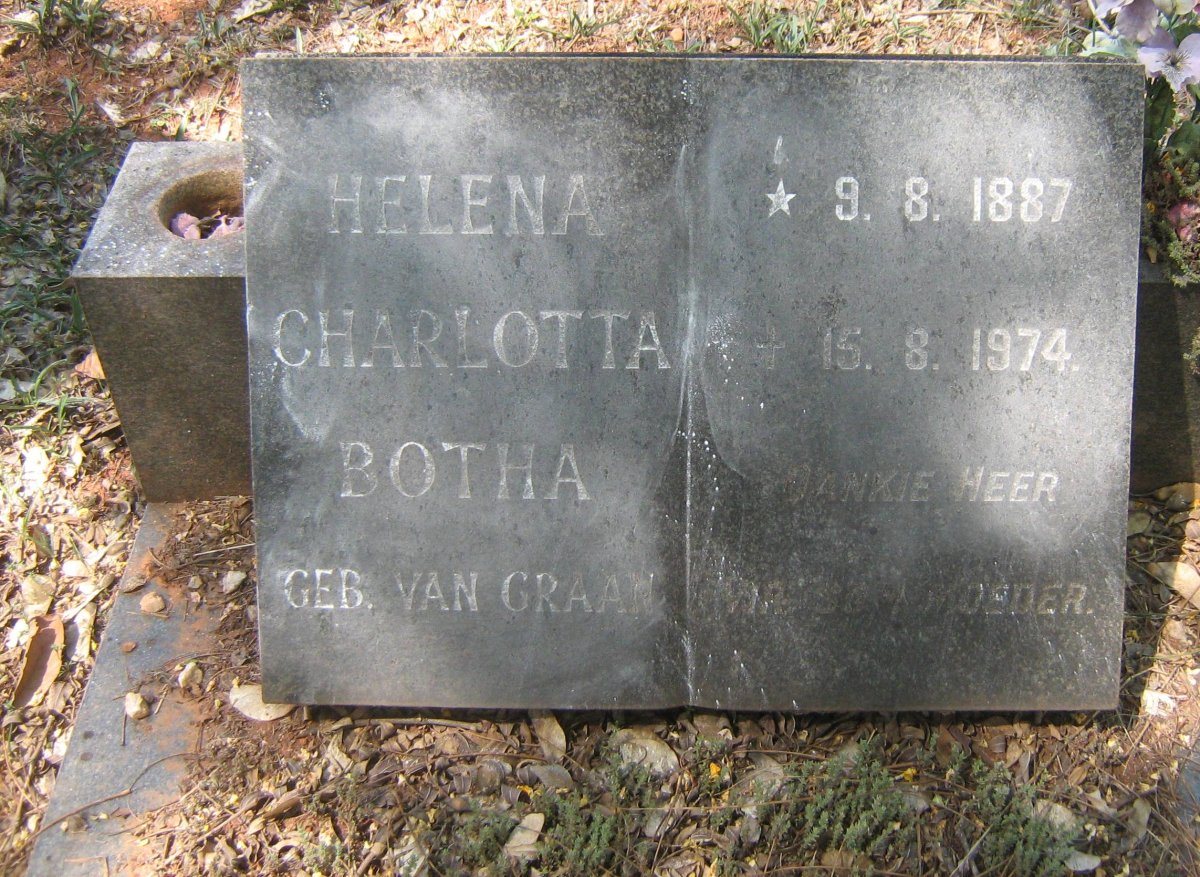 BOTHA Helena Charlotta nee VAN GRAAN 1887-1974