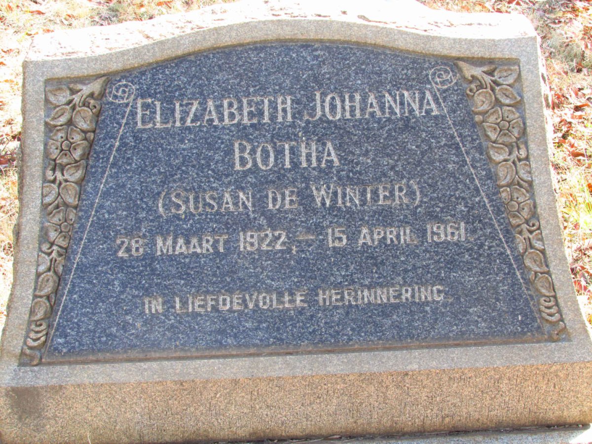 BOTHA Elizabeth Johanna 1922-1961