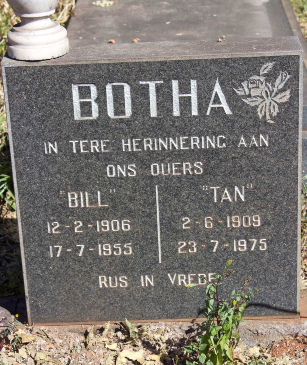 BOTHA Bill 1906-1955 &amp; Tan 1909-1975