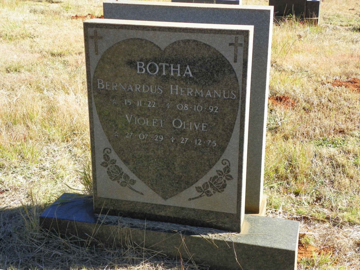 BOTHA Bernardus Hermanus 1922-1992 &amp; Violet Olive 1929-1975