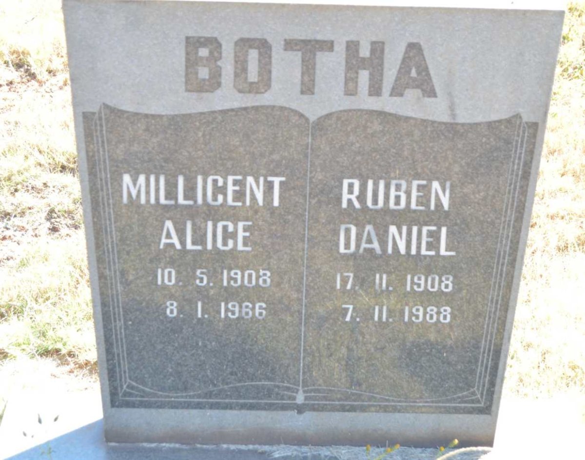 BOTHA Ruben Daniel  1908-1988 &amp; Millicent Alice 1908-1966