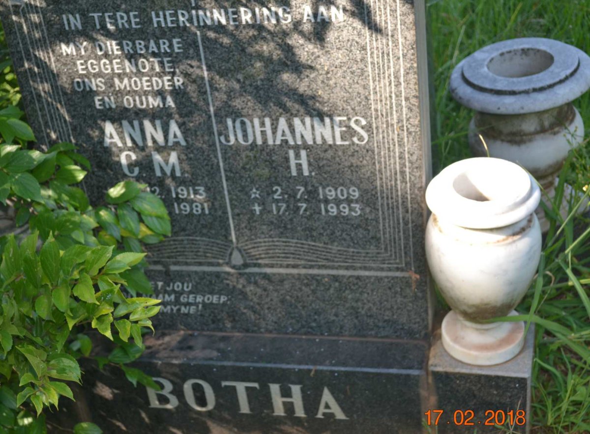 BOTHA Johannes H. 1909-1993 &amp; Anna C.M. 1913-1981