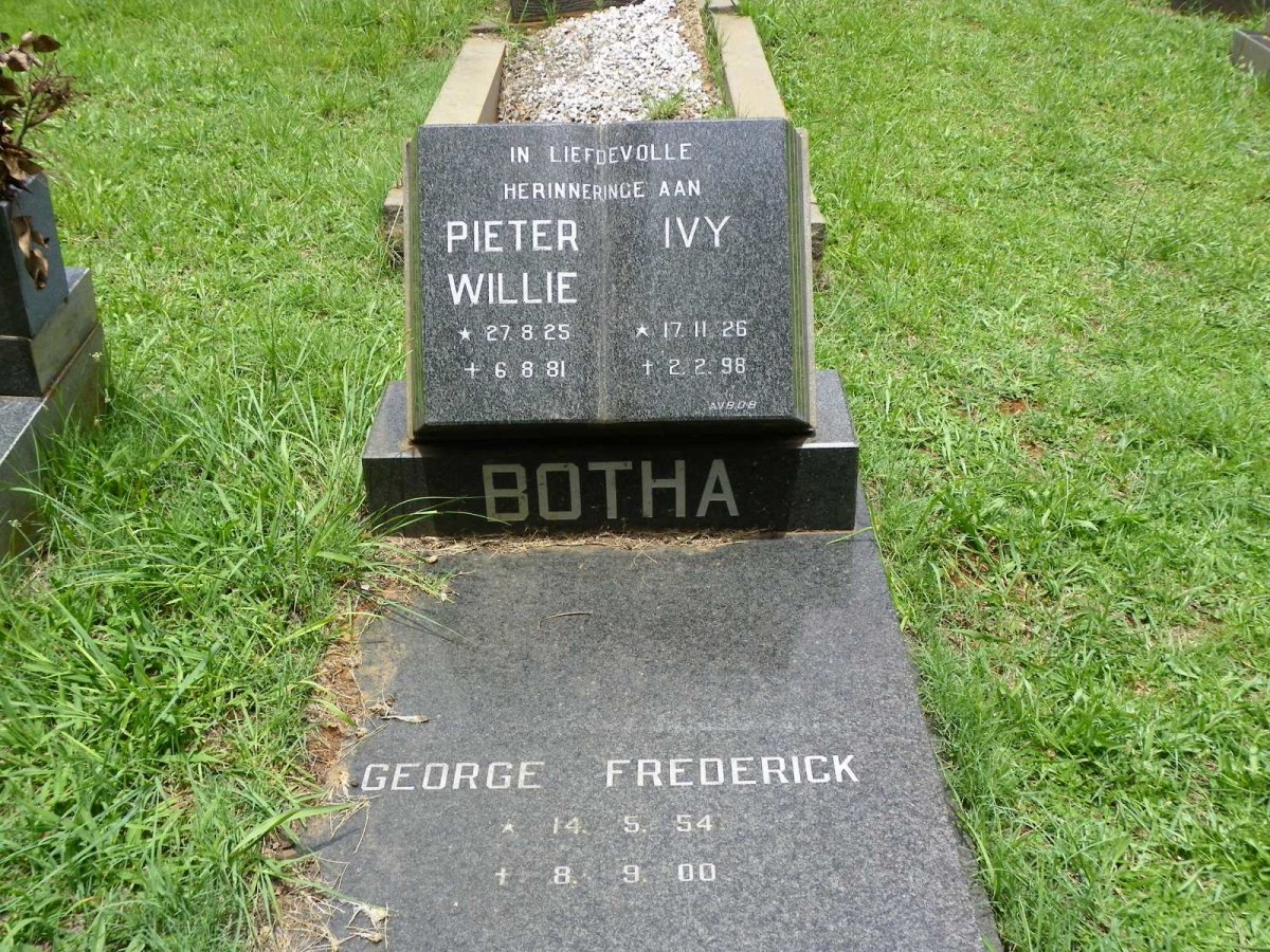 BOTHA Pieter Willie 1925-1981 &amp; Ivy 1926-1998 :: BOTHA George Frederick 1954-2000