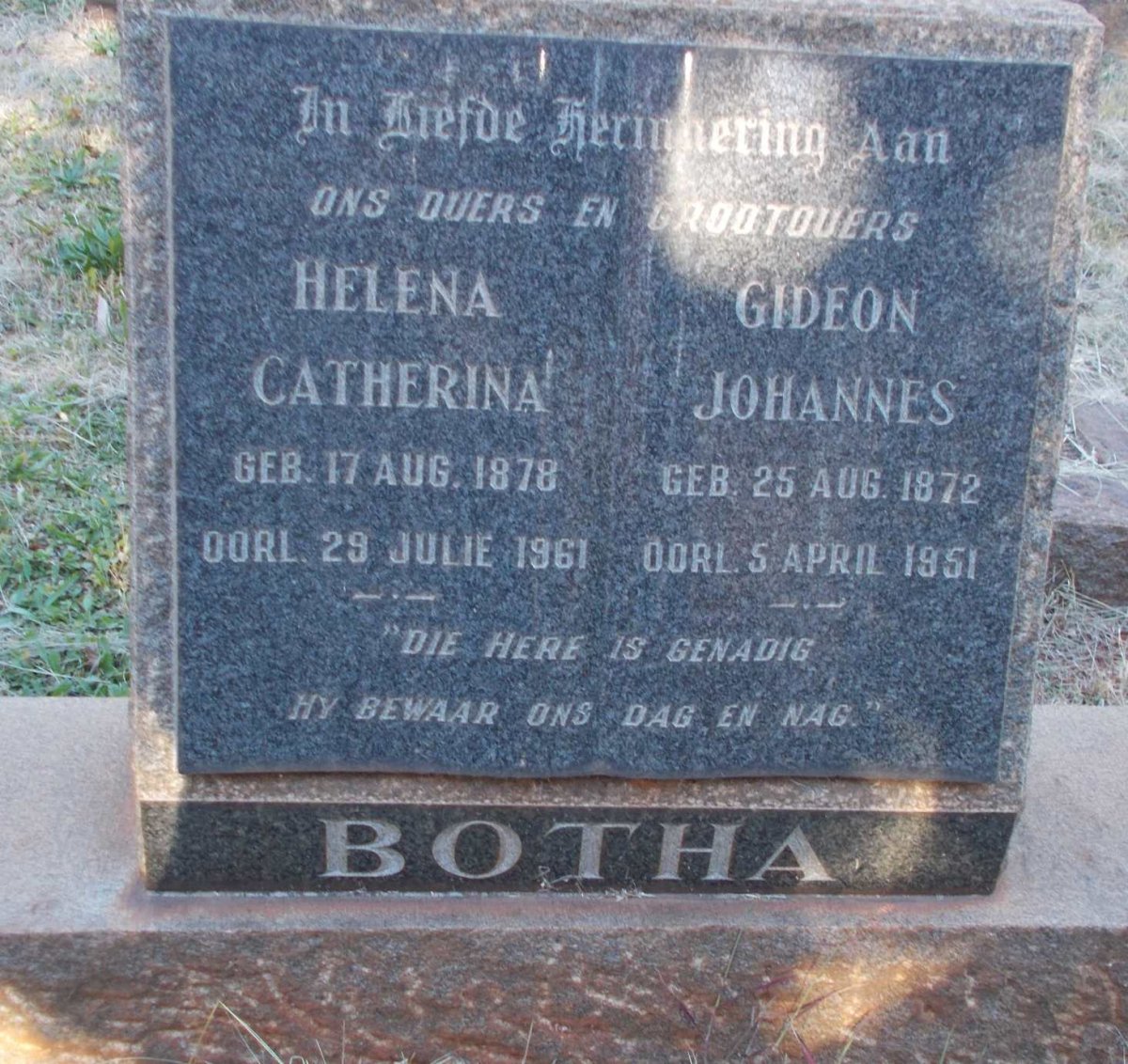 BOTHA Gideon Johannes 1872-1951 &amp; Helena Catherina 1878-1961