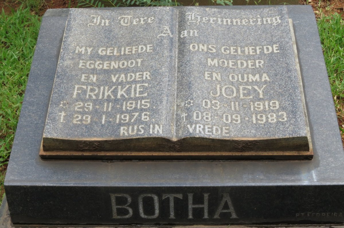 BOTHA Frikkie 1915-1976 &amp; Joey 1919-1983