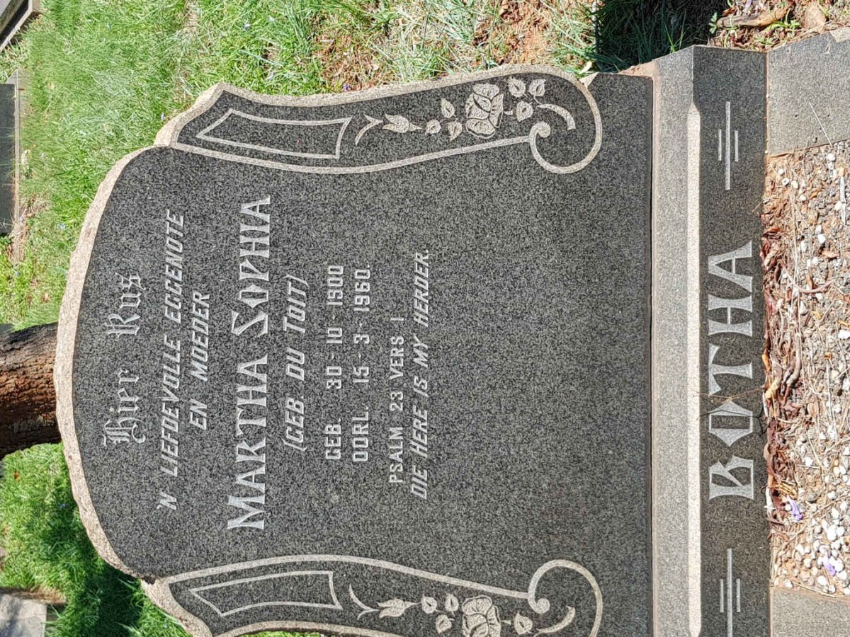 BOTHA Martha Sophia nee DU TOIT 1900-1960