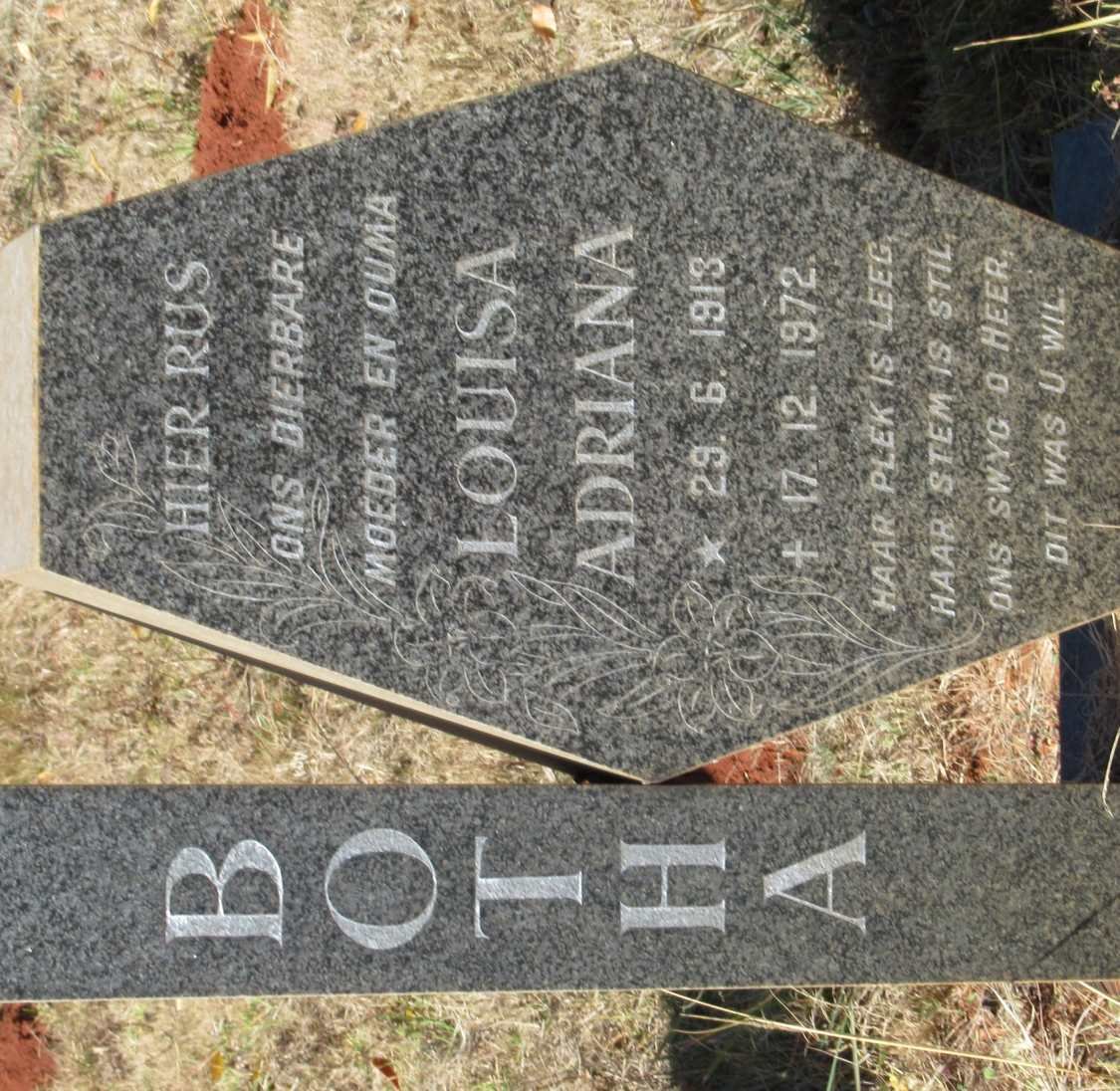 BOTHA Louisa Adriana 1913-1972