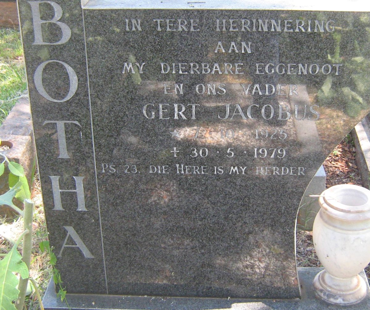 BOTHA Gert Jacobus 1925-1979
