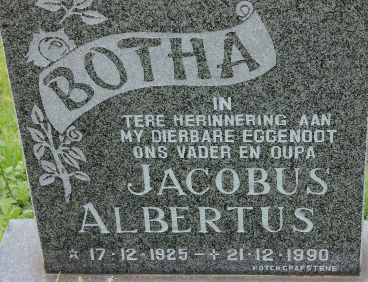 BOTHA Jacobus Albertus 1925-1990