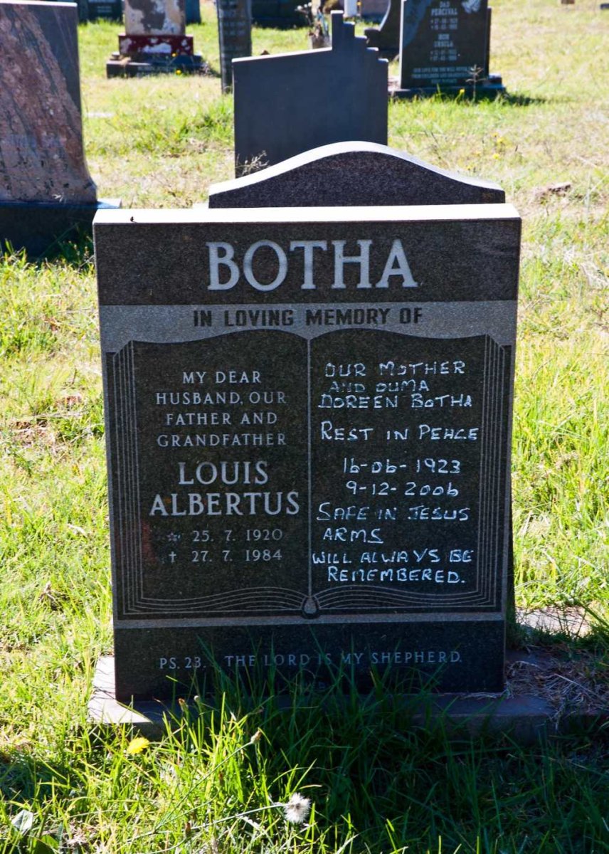 BOTHA Louis Albertus 1920-1984 &amp; Doreen 1923-2006