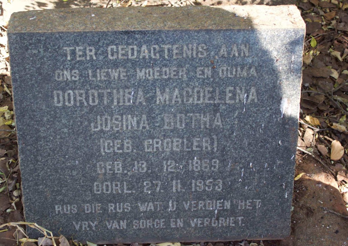 BOTHA Dorothea Magdelena Josina nee GROBLER 1869-1953