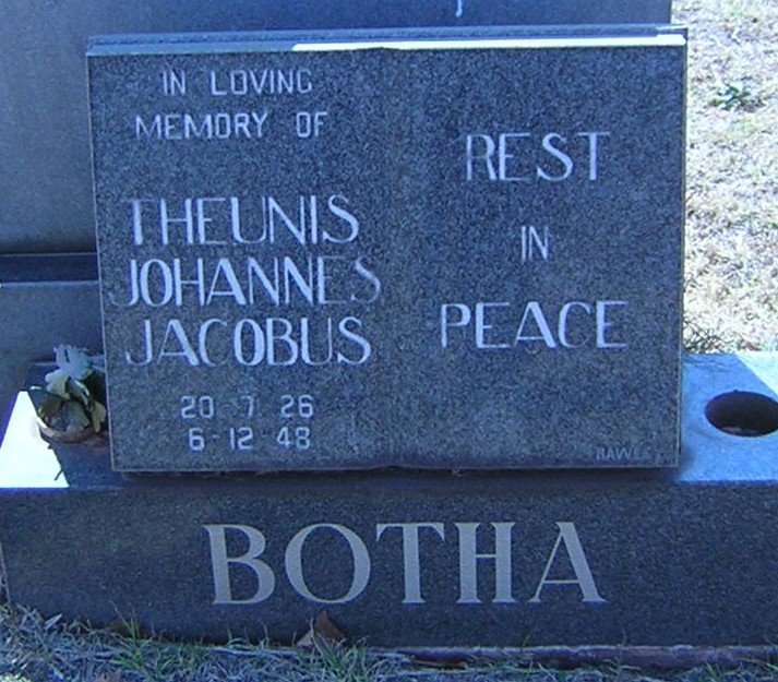 BOTHA Theunis Johannes Jacobus 1926-1948