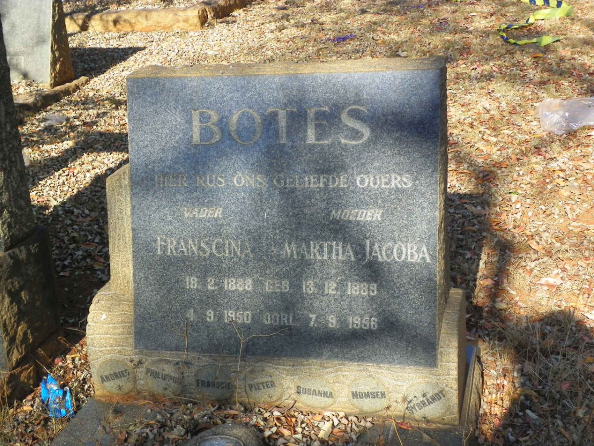 BOTES Franscina 1888-1950 &amp; Martha Jacoba 1889-1956