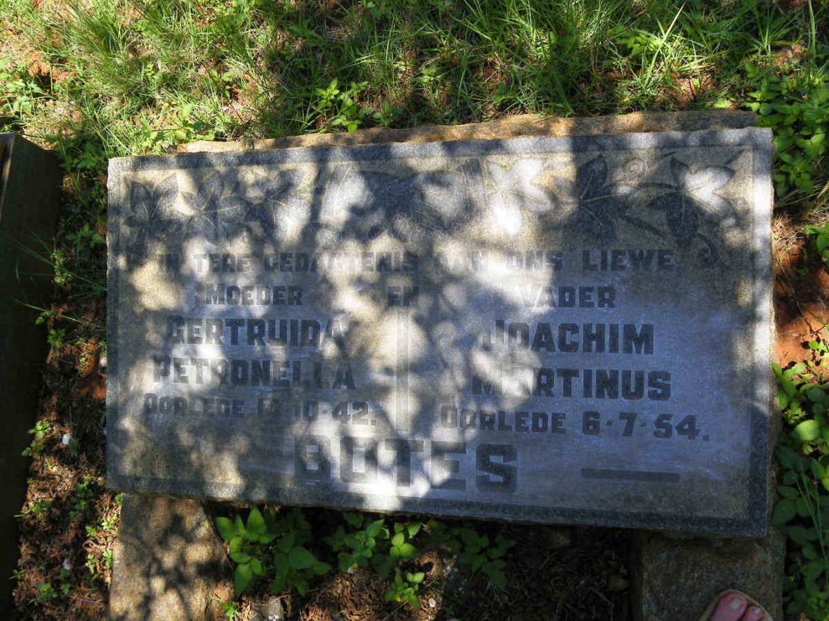 BOTES Joachim Martinus -1954 &amp; Gertruida Petronella -1942