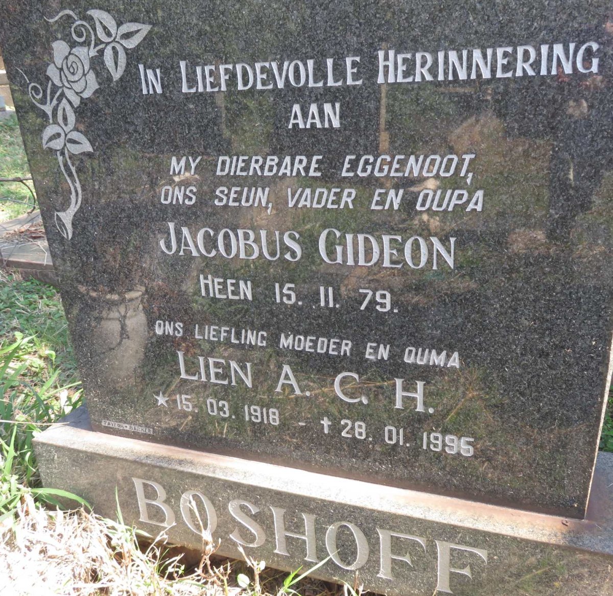 BOSHOFF Jacobus Gideon -1979 &amp; Lien A.C.H. 1918-1995