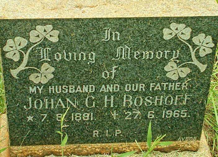 BOSHOFF Johan G.H. 1891-1965