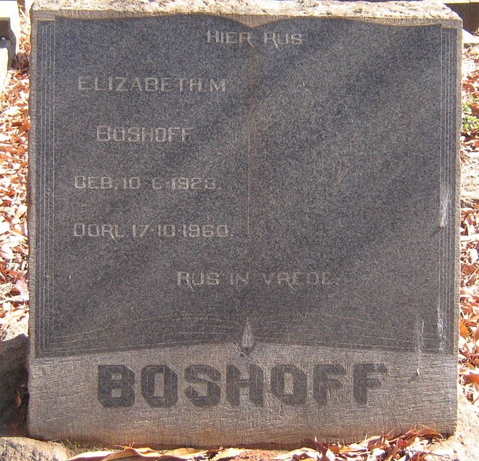 BOSHOFF Elizabeth M. 1923-1960