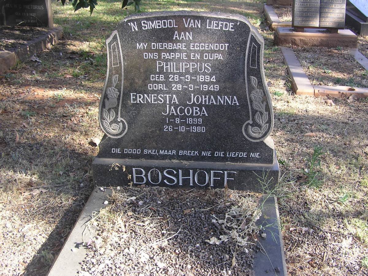 BOSHOFF Philippus 1894-1949 &amp; Ernesta Johanna Jacoba 1899-1980