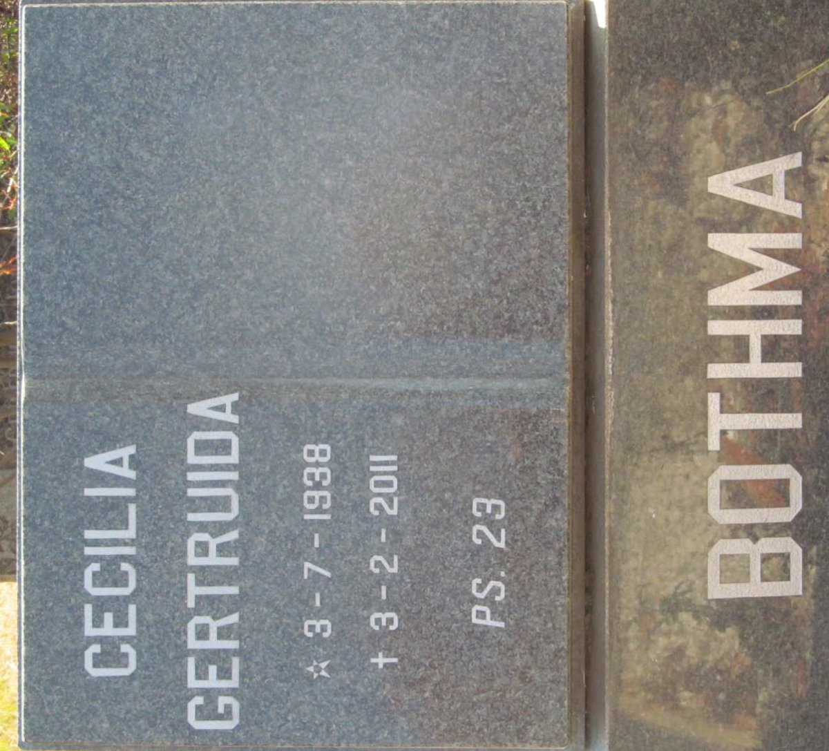 BOTHMA Cecilia Gertuida 1938-2011