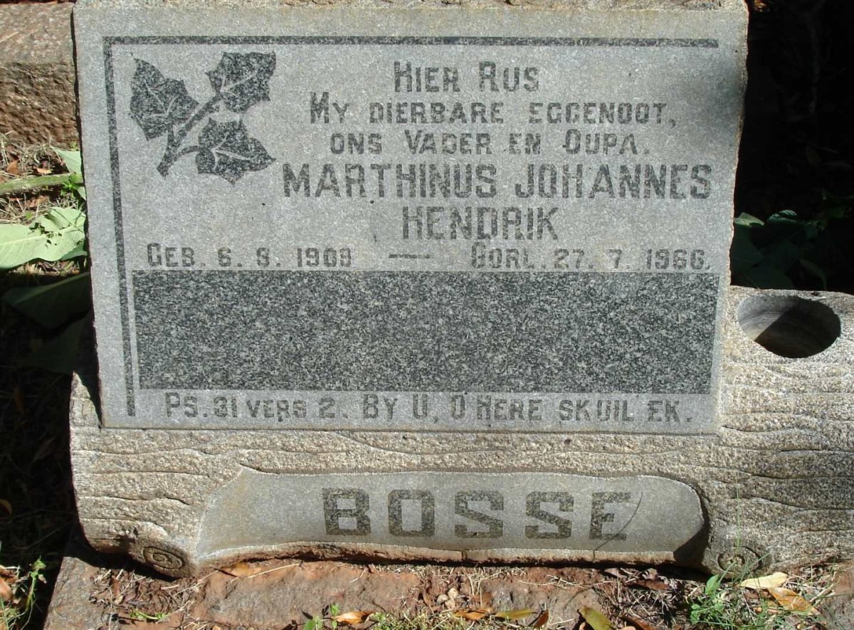 BOSSE Marthinus Johannes Hendrik 1909-1966