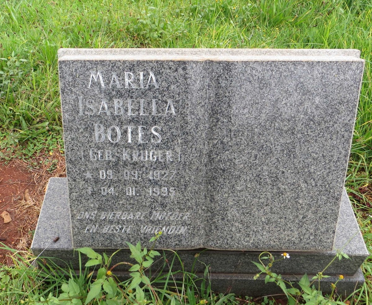 BOTES Maria Isabella nee KRUGER 1927-1995