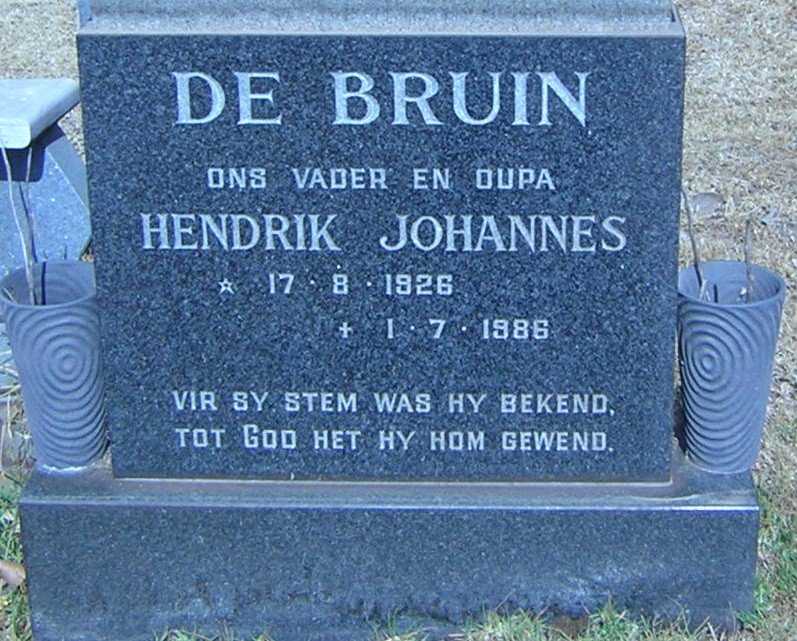 BRUIN Hendrik Johannes, de 1926-1986