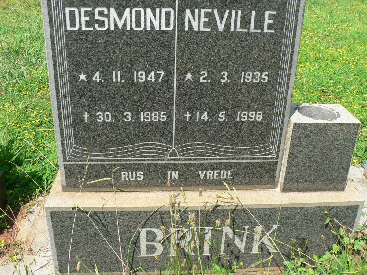 BRINK Neville 1935-1998 :: BRINK Desmond 1947-1985