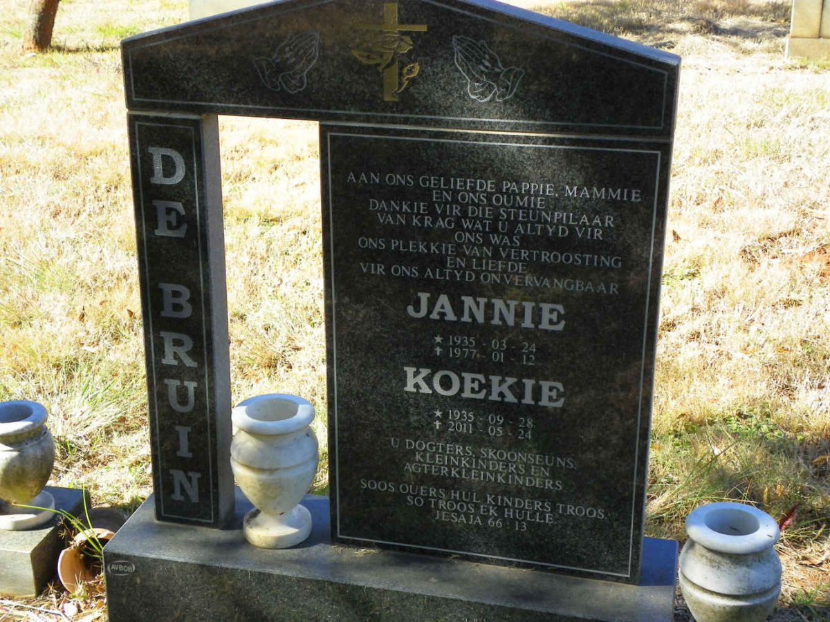 BRUIN Jannie, de 1935-1977 &amp; Koekie 1935-2011