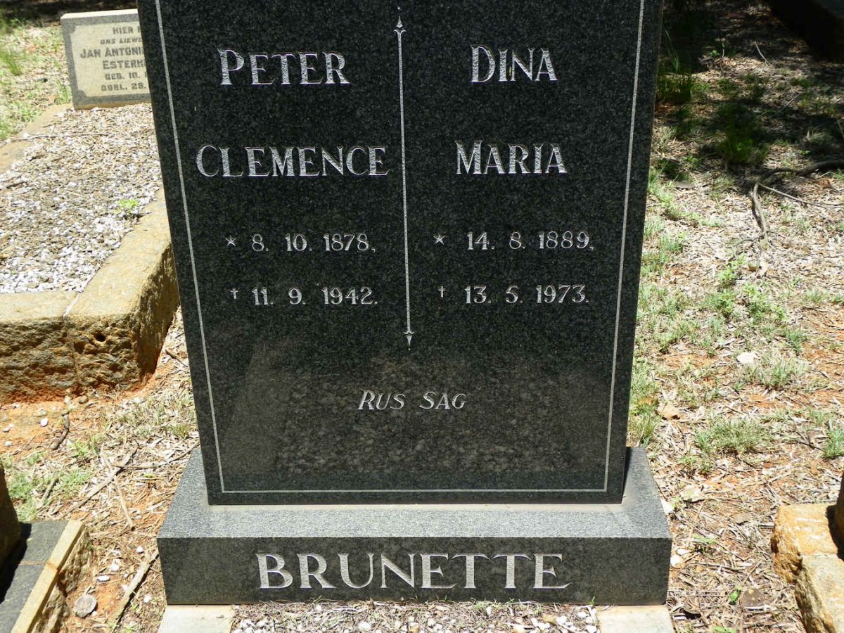 BRUNETTE Peter Clemence 1878-1942 &amp; Dina Maria 1889-1973