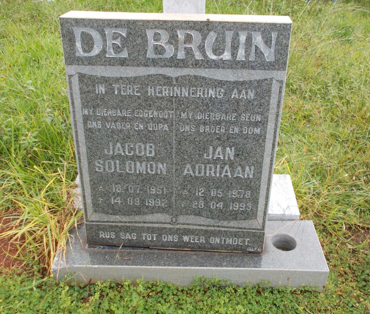 BRUIN Jacob Solomon, de 1951-1992 :: DE BRUIN Jan Adriaan 1978-1993