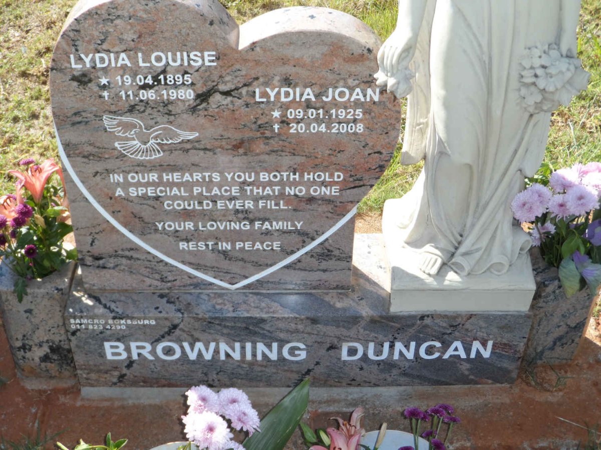 BROWNING Lydia Louise 1895-1980 :: DUNCAN Lydia Joan 1925-2008