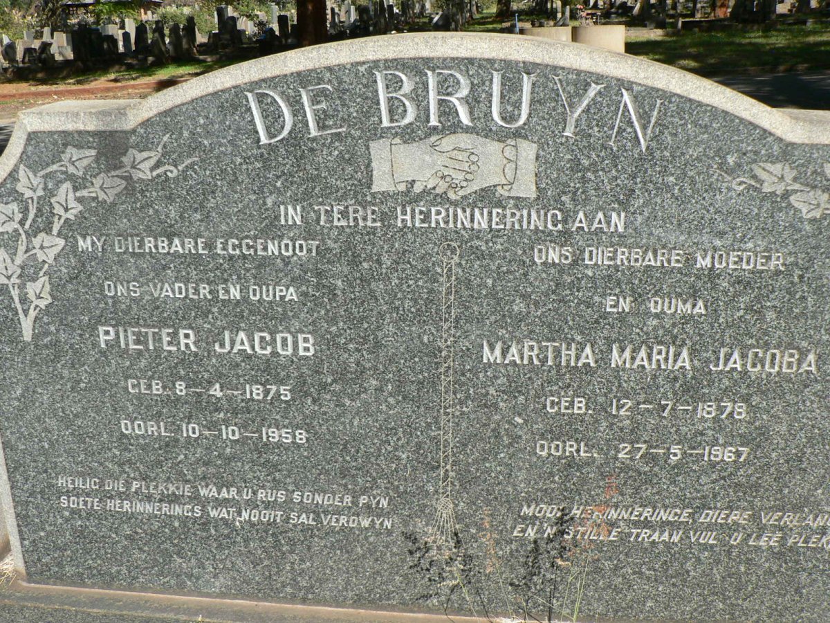 BRUYN Pieter Jacob, de 1875-1958 &amp; Martha Maria Jacoba 1878-1967