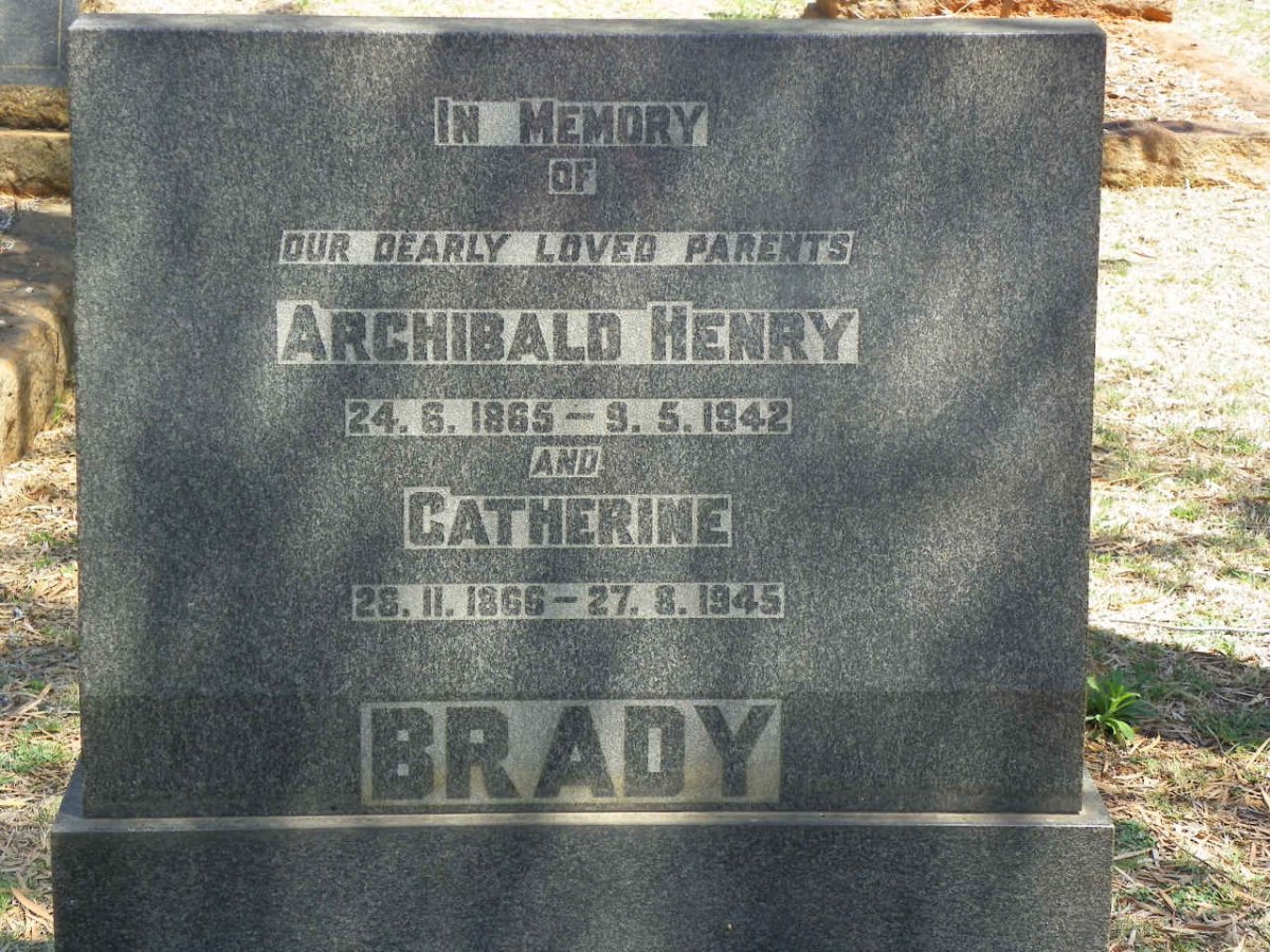 BRADY Archibald Henry 1865-1942 &amp; Catherine 1866-1945