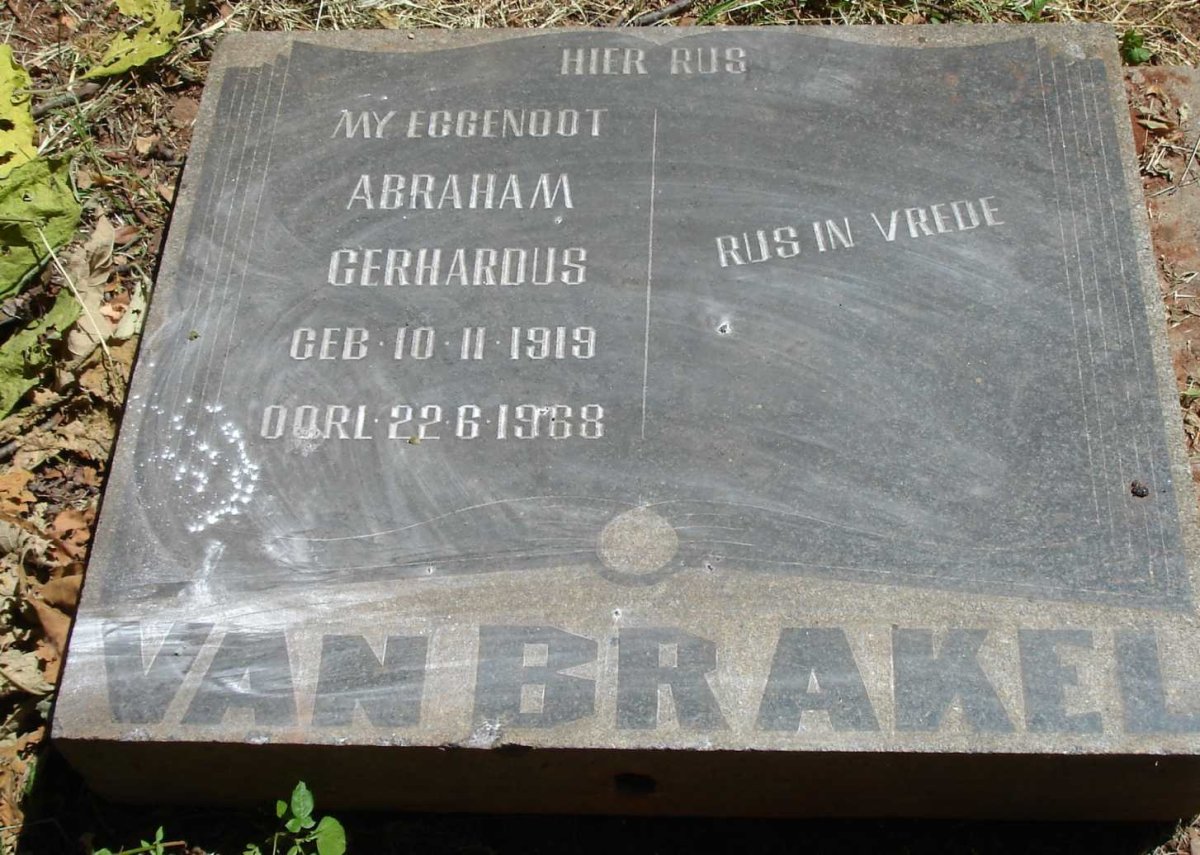 BRAKEL Abraham Gerhardus, van 1919-1968
