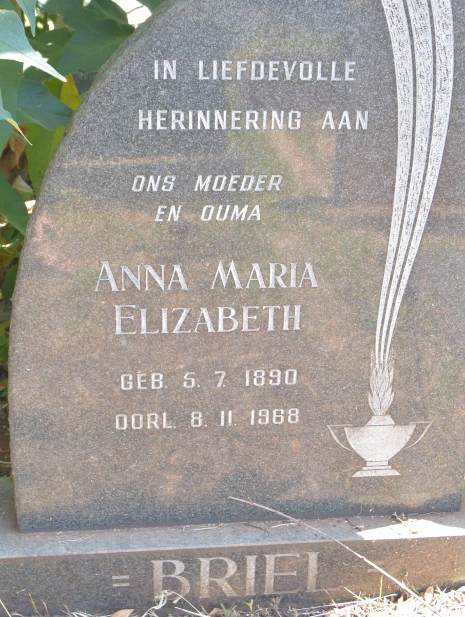 BRIEL Anna Maria Elizabeth 1890-1968