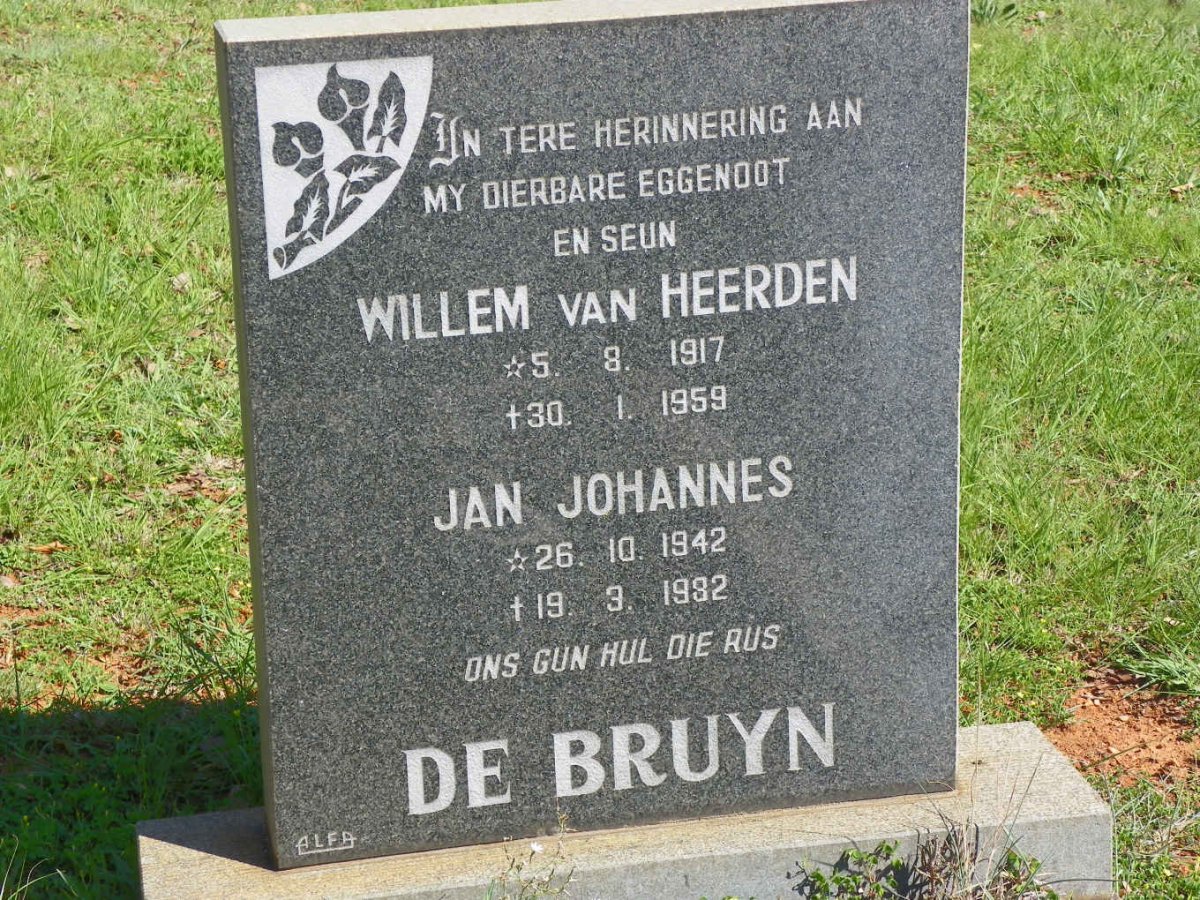 BRUYN Willem Van Heerden, de 1917-1959 :: DE BRUYN Jan Johannes 1942-1982