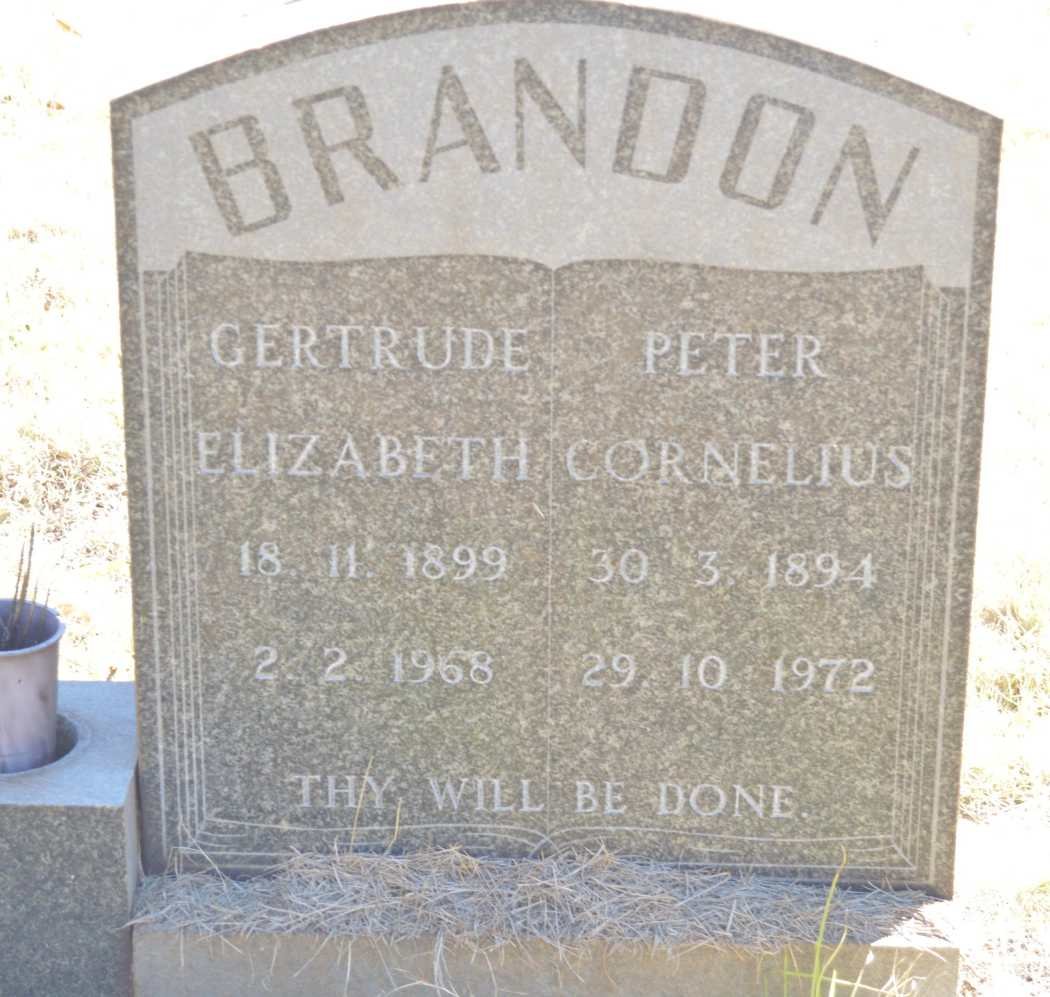 BRANDON Peter Cornelius 1894-1972 &amp; Gertrude Elizabeth 1899-1968