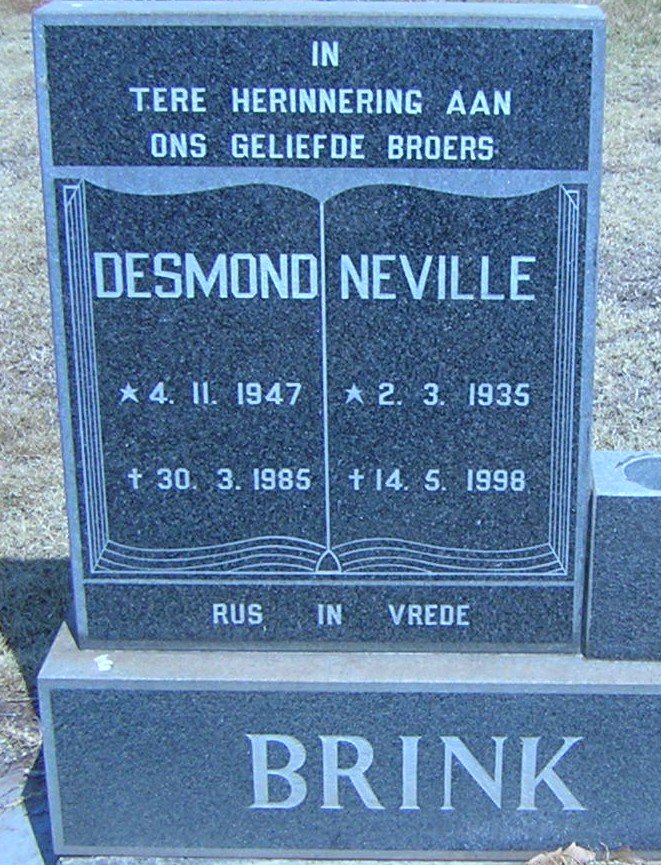 BRINK Desmond 1947-1985 :: BRINK Neville 1935-1998