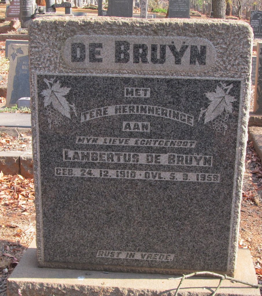 BRUYN Lambertus, de 1910-1959