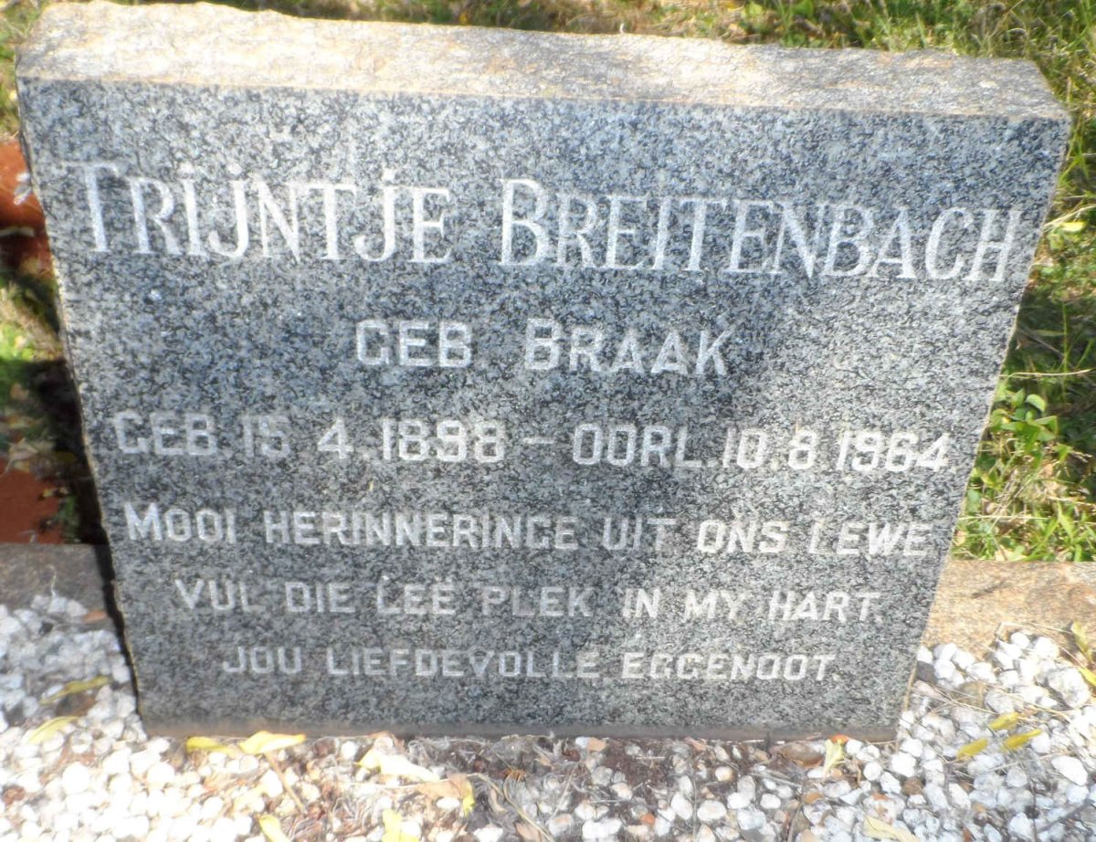 BREITENBACH Trijntje nee BRAAK 1898-1964