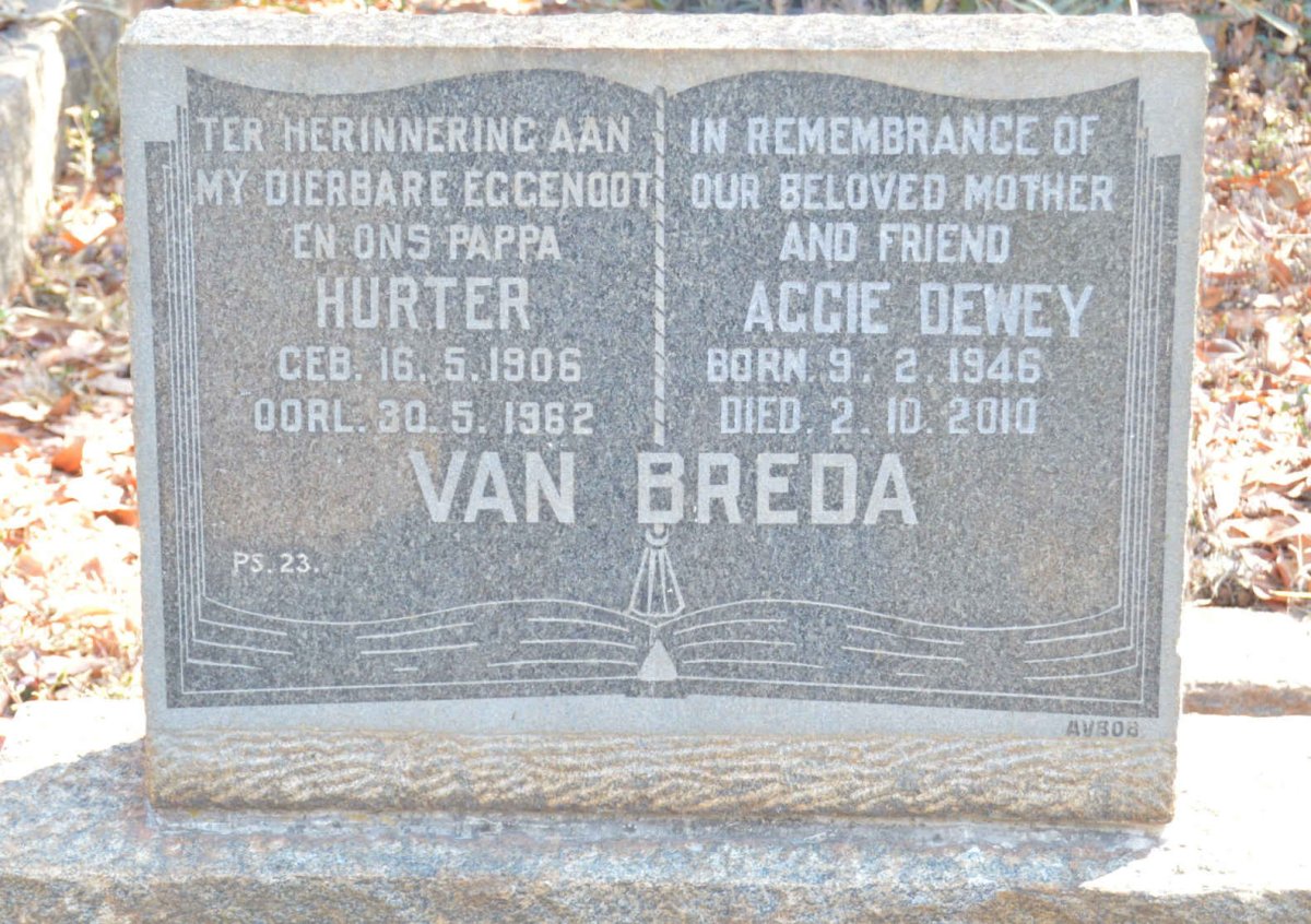 BREDA Hurter, van 1906-1962 &amp; Aggie DEWEY 1946-2010