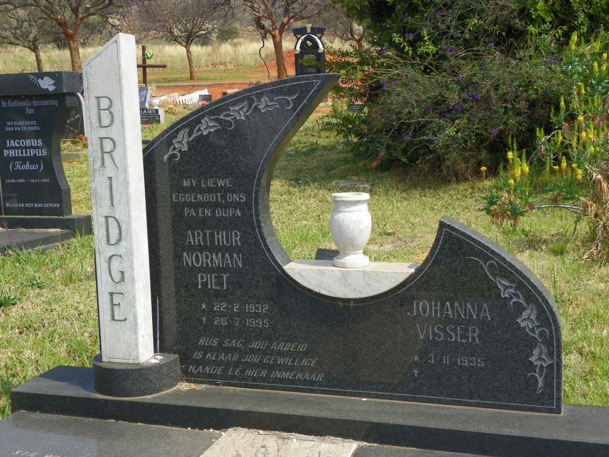 BRIDGE Arthur Norman Piet 1932-1995 &amp; Johanna Visser 1935-